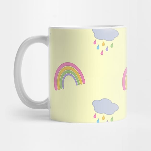 Rainbow and Rain Clouds in Yellow by Kelly Gigi